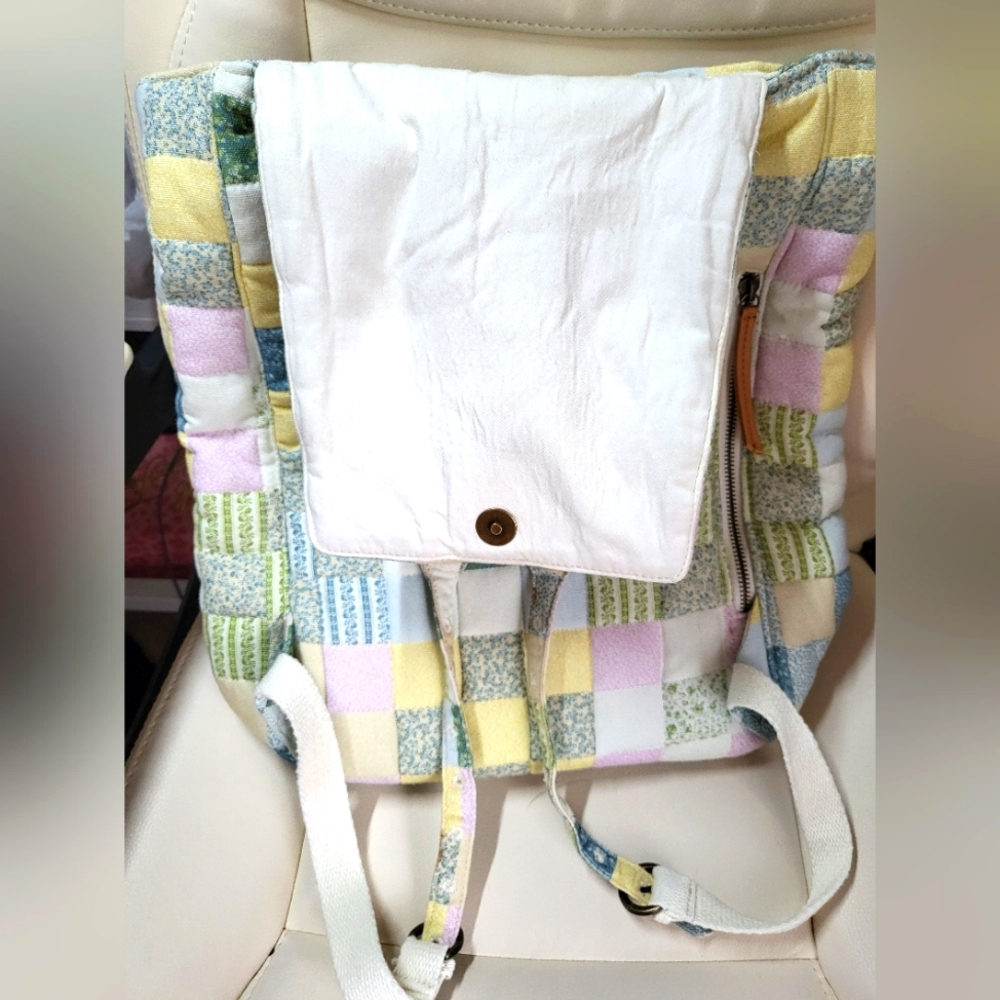 Patchwork Quilted Multicolor Women's Backpack - Picture 9 of 12
